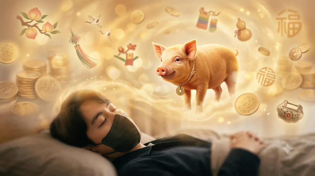Pig dream representing wealth and good luck in Korean superstition