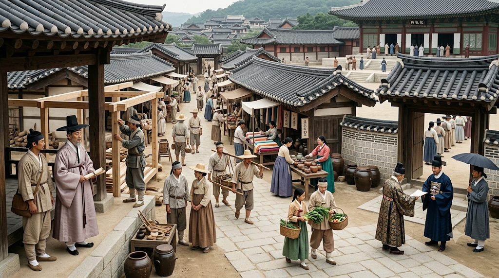 Different social groups in Joseon Korea including yangban and commoners