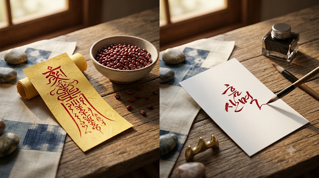 Traditional Korean uses of red compared with the red-name superstition